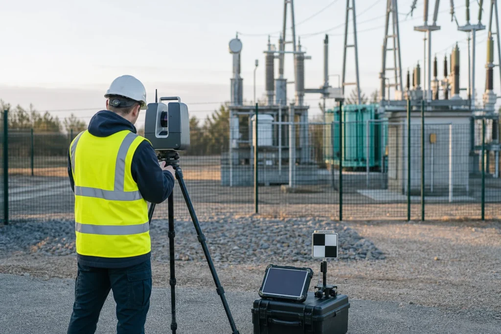 Engineer processing LiDAR point-cloud data for an infrastructure digital twin